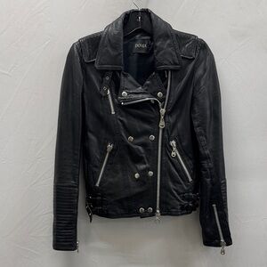 Doma Black Leather Biker Jacket